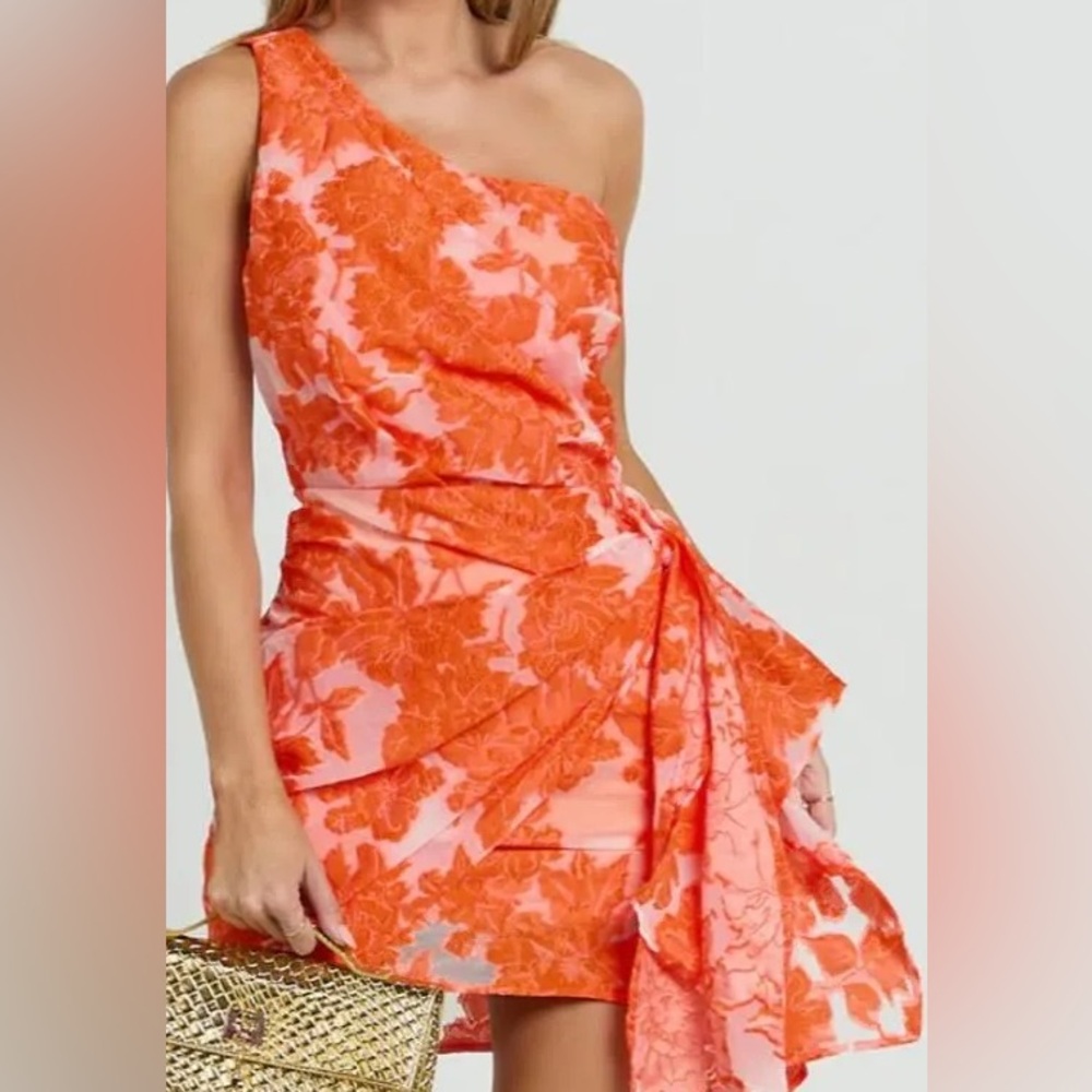 Showpo Asymmetrical Wrap Front Orange Floral Dress
